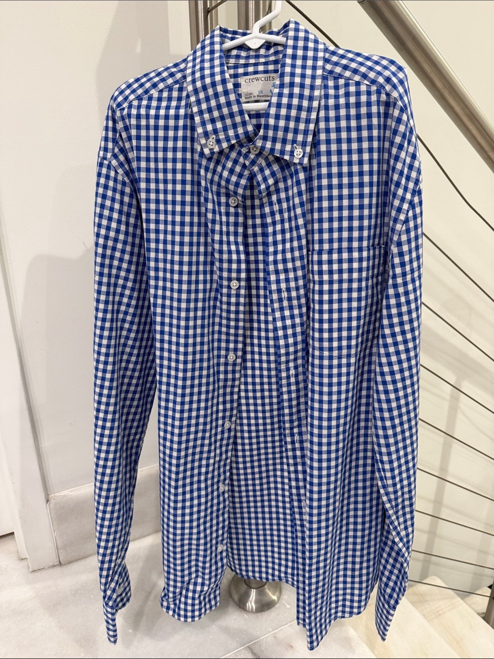 Crewcuts Blue and White Gingham Button-Down Shirt